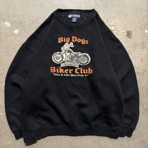 Vintage Y2K Big Dogs Biker Club Embroidered Crewneck Sweatshirt Size Large